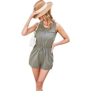 FUSHI | Green Zippered Utility Jumper